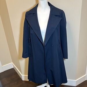 Women's Vintage Navy Classic Long Coat - Unbranded